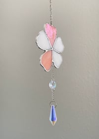 Image 4 of Flower Stained Glass Suncatcher – Iridescent Pink