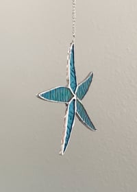 Image 3 of Starfish Stained Glass Suncatcher – Iridescent Aqua