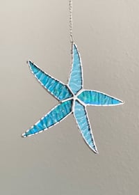 Image 1 of Starfish Stained Glass Suncatcher – Iridescent Aqua