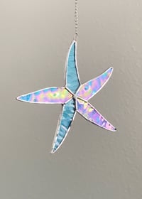 Image 2 of Starfish Stained Glass Suncatcher – Iridescent Aqua