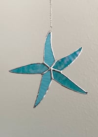 Image 5 of Starfish Stained Glass Suncatcher – Iridescent Aqua