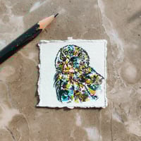 Image 3 of 'Legend' the Owl - Original Artwork 5x5cm