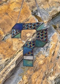 Image 2 of Tipper Inspired Stained Glass ? Question Mark – Iridescent Black