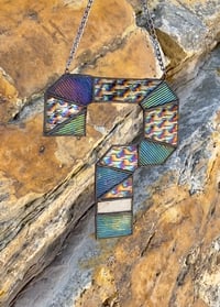 Image 1 of Tipper Inspired Stained Glass ? Question Mark – Iridescent Black