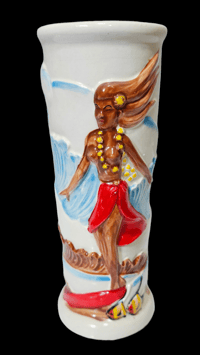 Image 2 of Vintage Hawaiian Village Surfer Girl Yellow Lei Mug FREE SHIPPING 