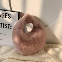 Image 3 of Deluxe Plush Handbag MAUVE