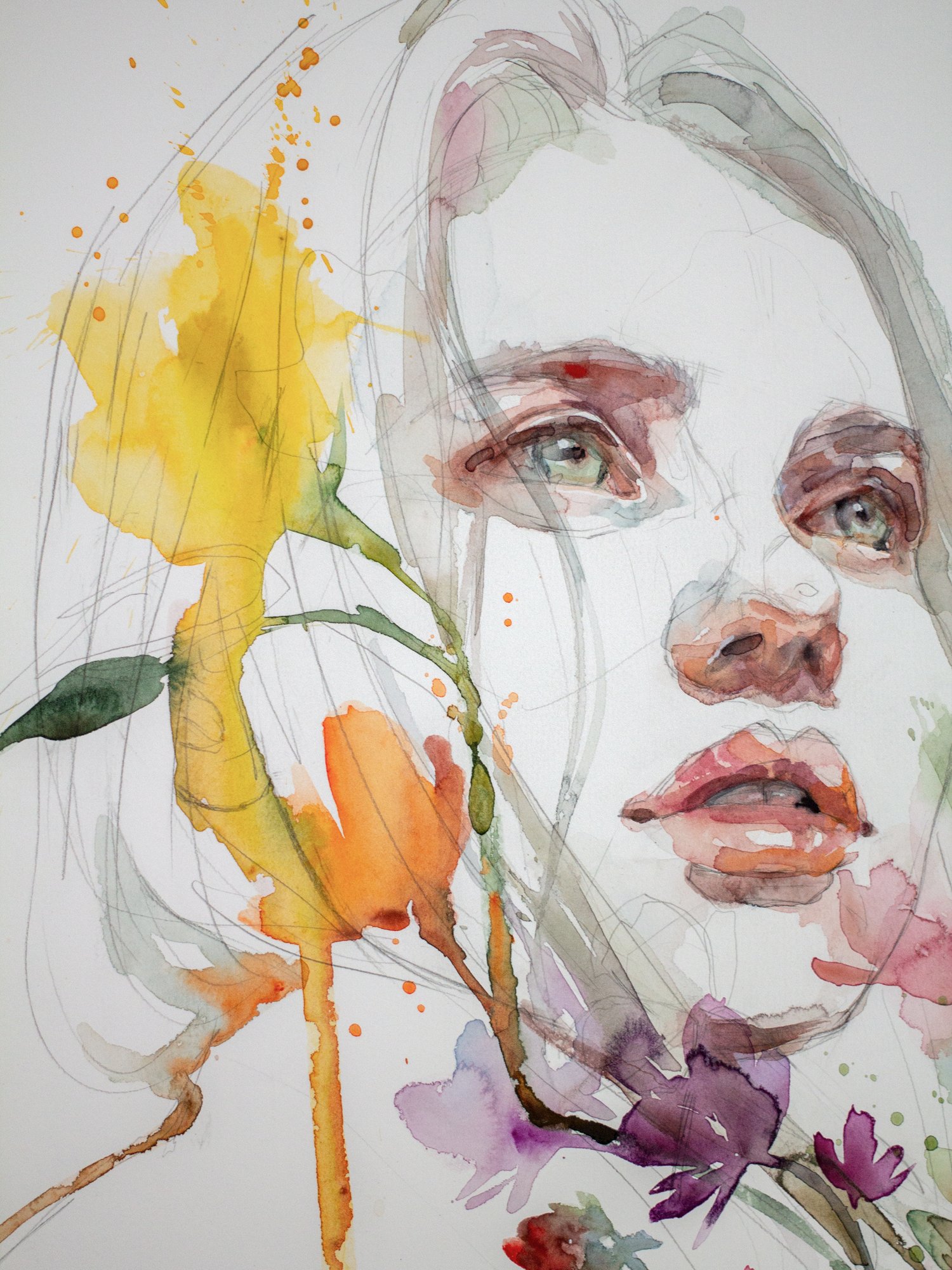 Agnes-Cecile flora demo study (38x56 cm)