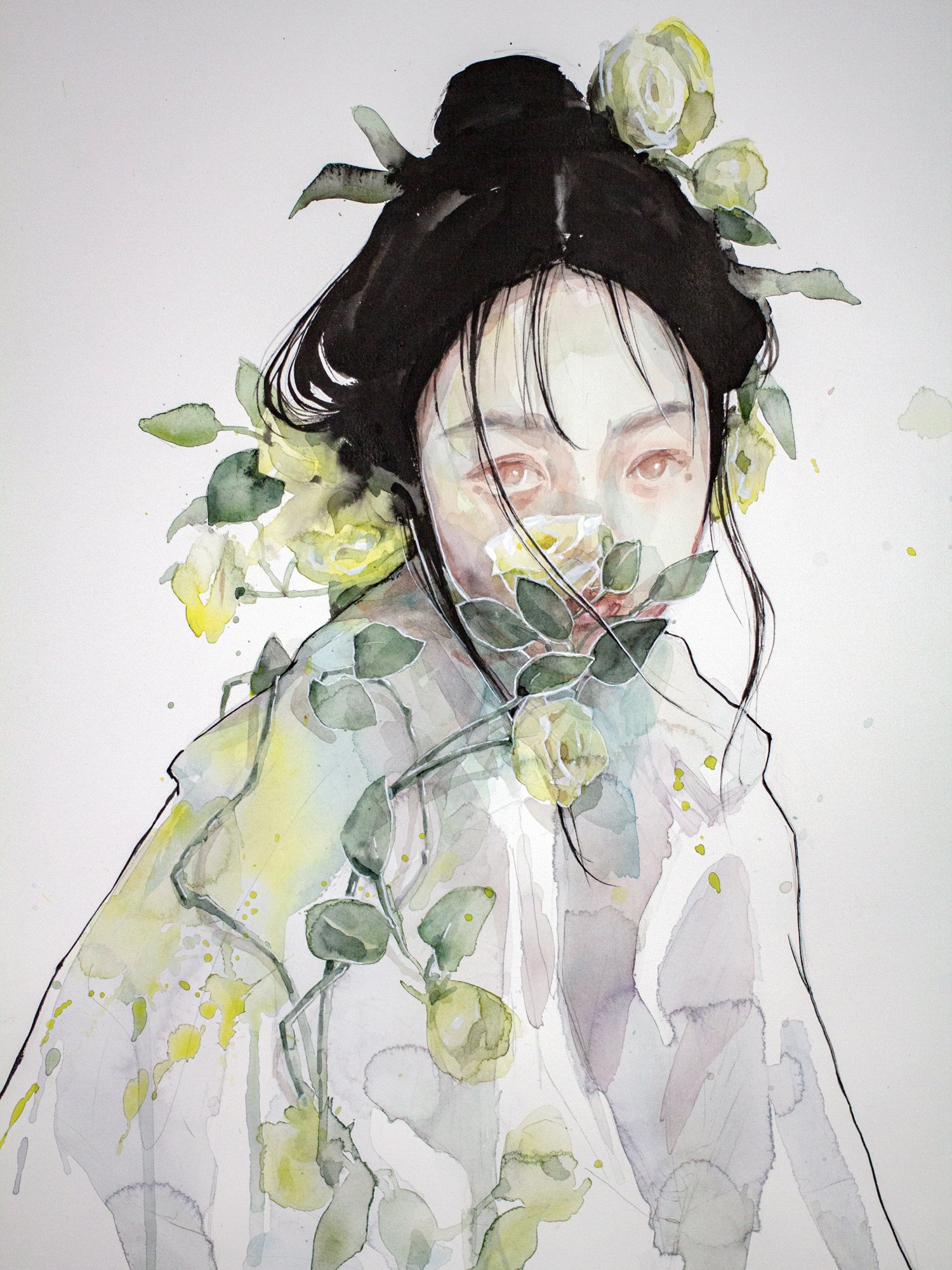 Agnes-Cecile lemon roses (38x56 cm)