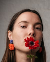 Image 1 of Sugar Double Blue and Red Earrings