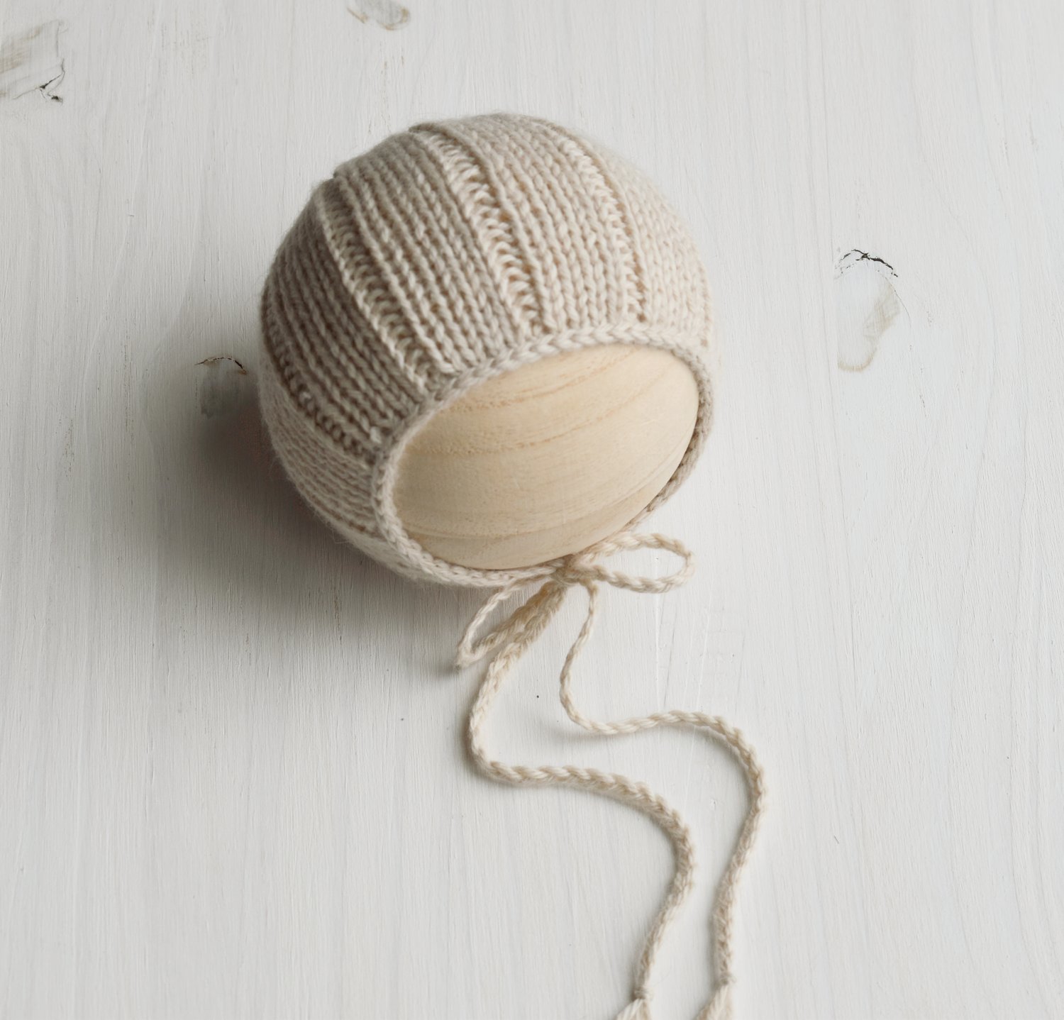 Image of Almond Ribbed Bonnet & Wrap