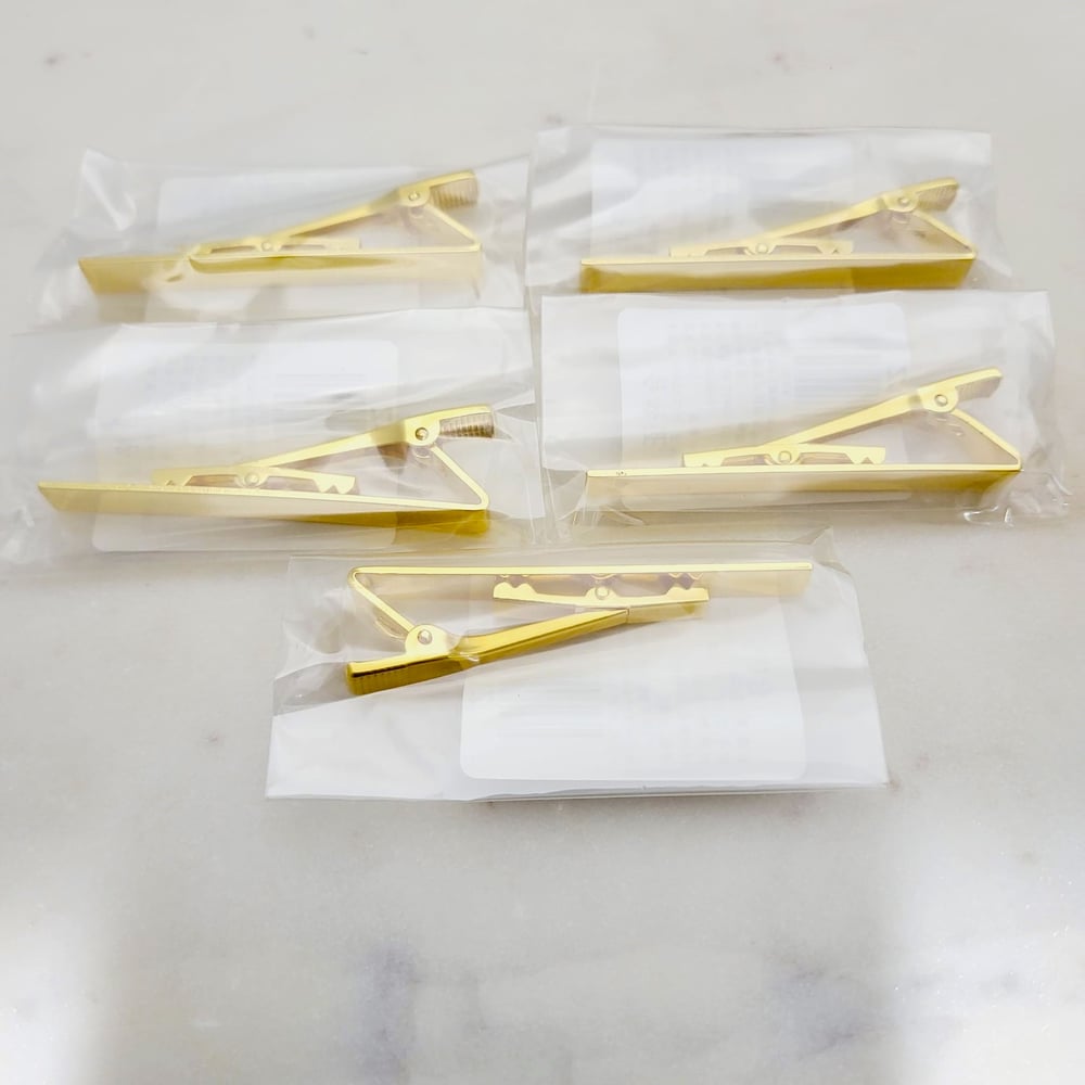 Image of GOLD color Tie Clip STEEL Bar Brooch Clasp Slim Collar Neck Tie Pin Engravable