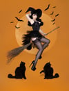 Bettie Page Halloween cats