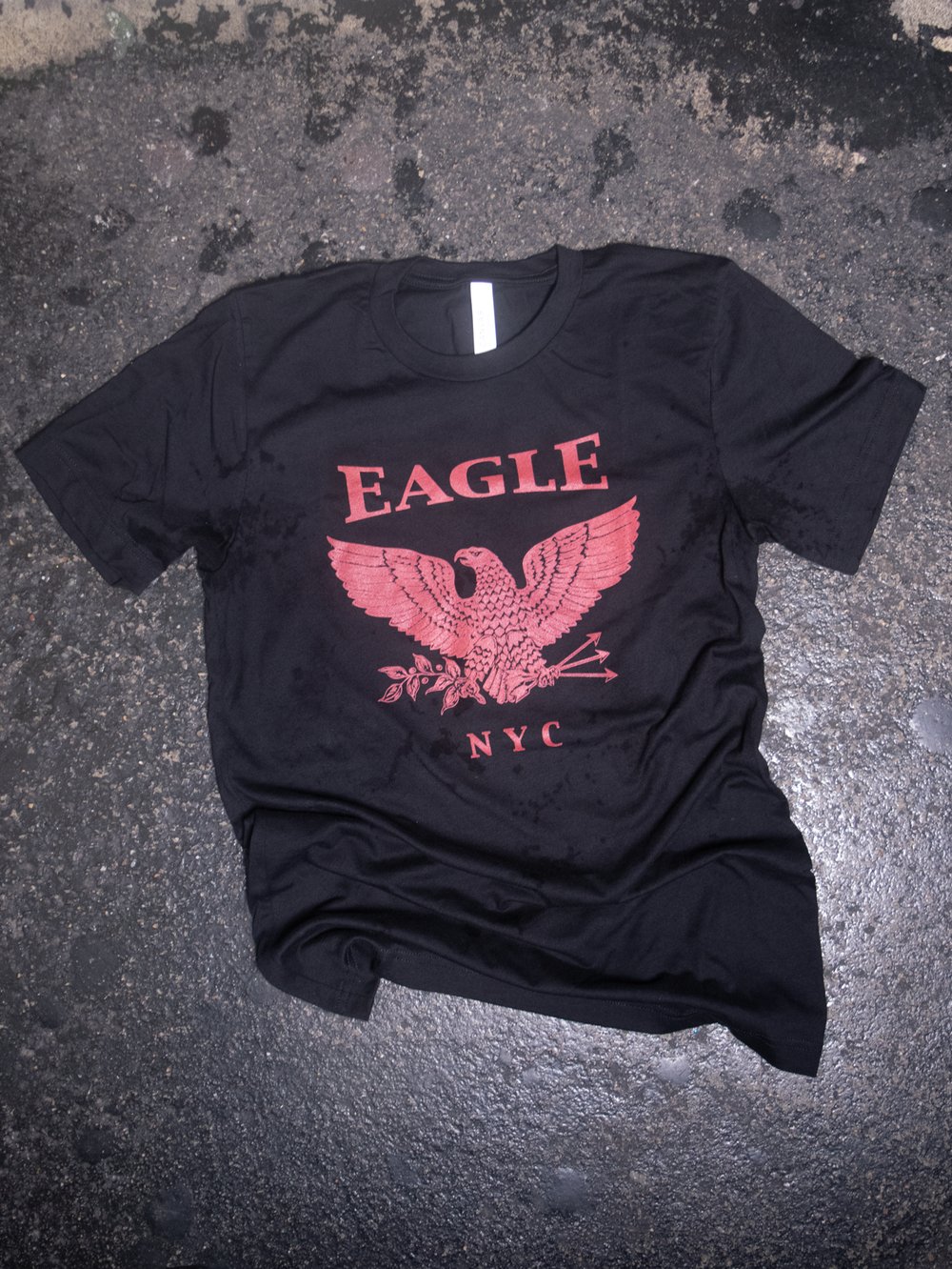 The Eagle NYC Black Tee w/ Red Logo