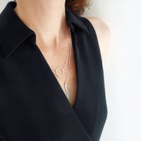 Image 2 of Collier double rang Argent cercle pompon