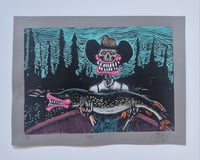 PIKE  Embellished Linocut, Artist Proof