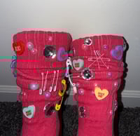 Image 4 of sweetheart junk socks // hot pink