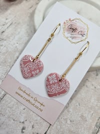 Image 2 of Elongated Lace Heart Earrings