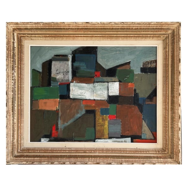 Image of Swedish School, Cubist Painting, 'Malmo.'