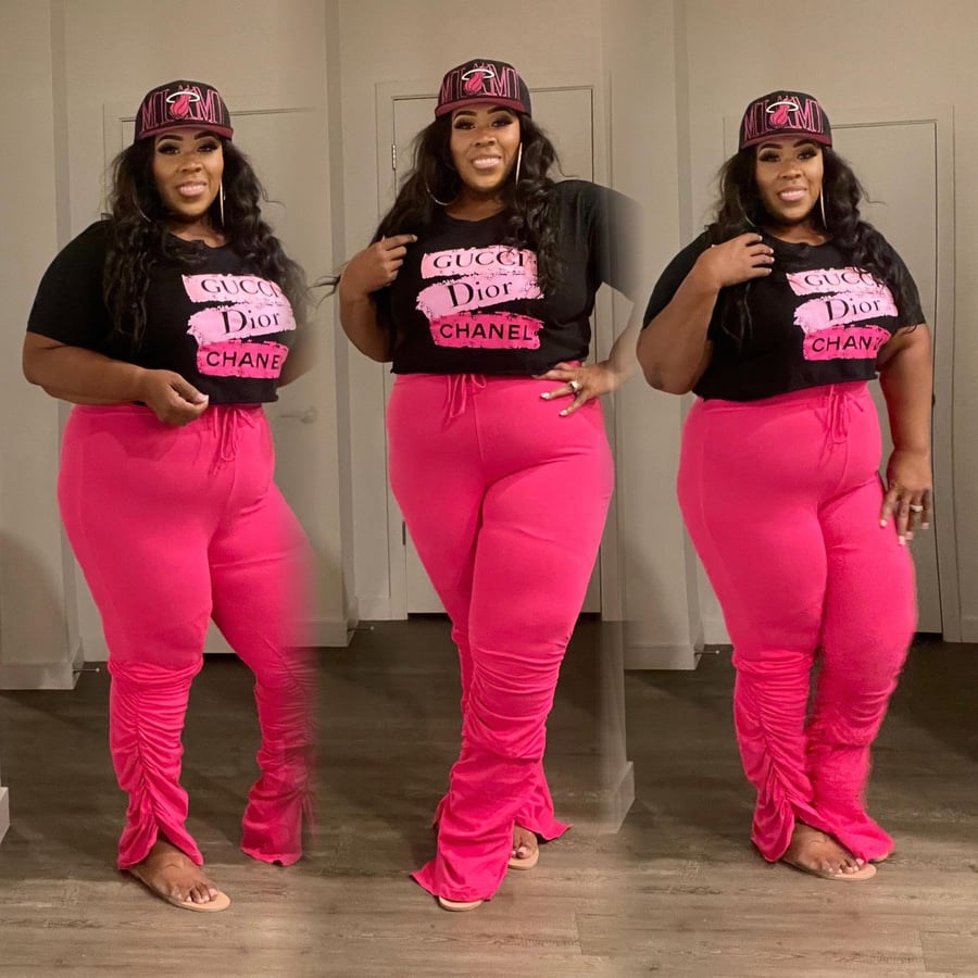 Image of 3PACK PLUS SIZE STACK PANTS-HOT PINK