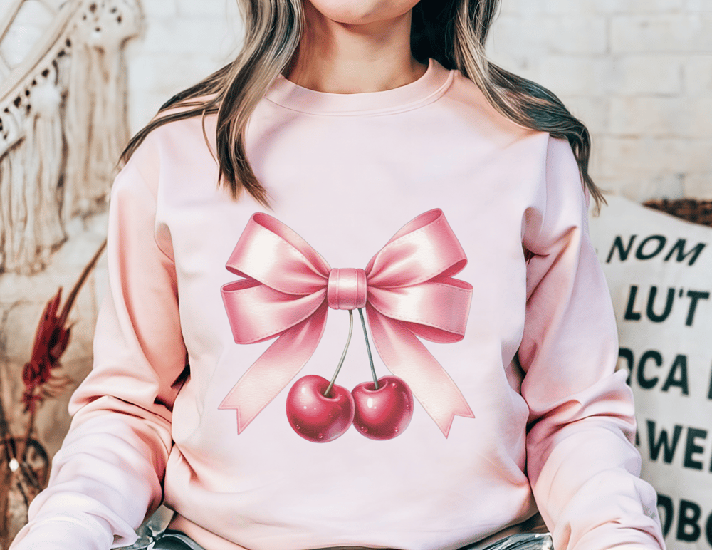 Image of Cherry Bows - Pink Sweatshirt Crewneck