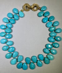 Image 1 of Turquoise and gold teardrop necklace