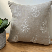 Image 1 of Paisley Parfait Cushion Cover - Handprinted on Natural Linen