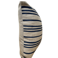 Image 3 of Navy French Stripes Cushion Cover - Handprinted on Natural Linen