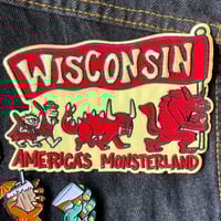 Image 1 of AMERICA'S MONSTERLAND Wisconsin Cryptid 5" Embroidered Iron On/Sew On Patch