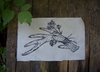 Image 1 of Deer antler with forget-me-nots flower 
