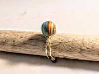 Image 2 of ORANGE, BROWN, AND BLUE ROUND BEAD ADJUSTABLE WIRE WRAP RING (ITEM #2557)