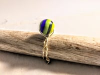 Image 2 of GREEN, BLUE, AND YELLOW ROUND BEAD ADJUSTABLE WIRE WRAP RING (ITEM #2556)