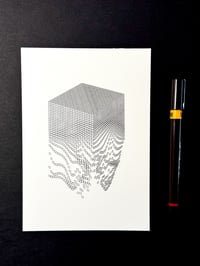 Image 3 of Cube Dissolve — 5x7" pen plot
