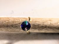 Image 3 of BLUE, GREEN IRIDESCENT ROUND BEAD ADJUSTABLE WIRE WRAP RING (ITEM #2554)