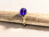Image 2 of BLUE, GREEN IRIDESCENT ROUND BEAD ADJUSTABLE WIRE WRAP RING (ITEM #2554)
