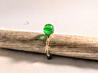 Image 2 of LEAF GREEN ROUND BEAD ADJUSTABLE WIRE WRAP RING (ITEM #2553)