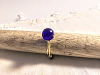 Image 2 of COBALT BLUE ROUND BEAD ADJUSTABLE WIRE WRAP RING (ITEM #2551)
