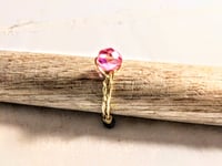 Image 2 of LEMONADE PINK ROUND BEAD ADJUSTABLE WIRE WRAP RING (ITEM #2552)