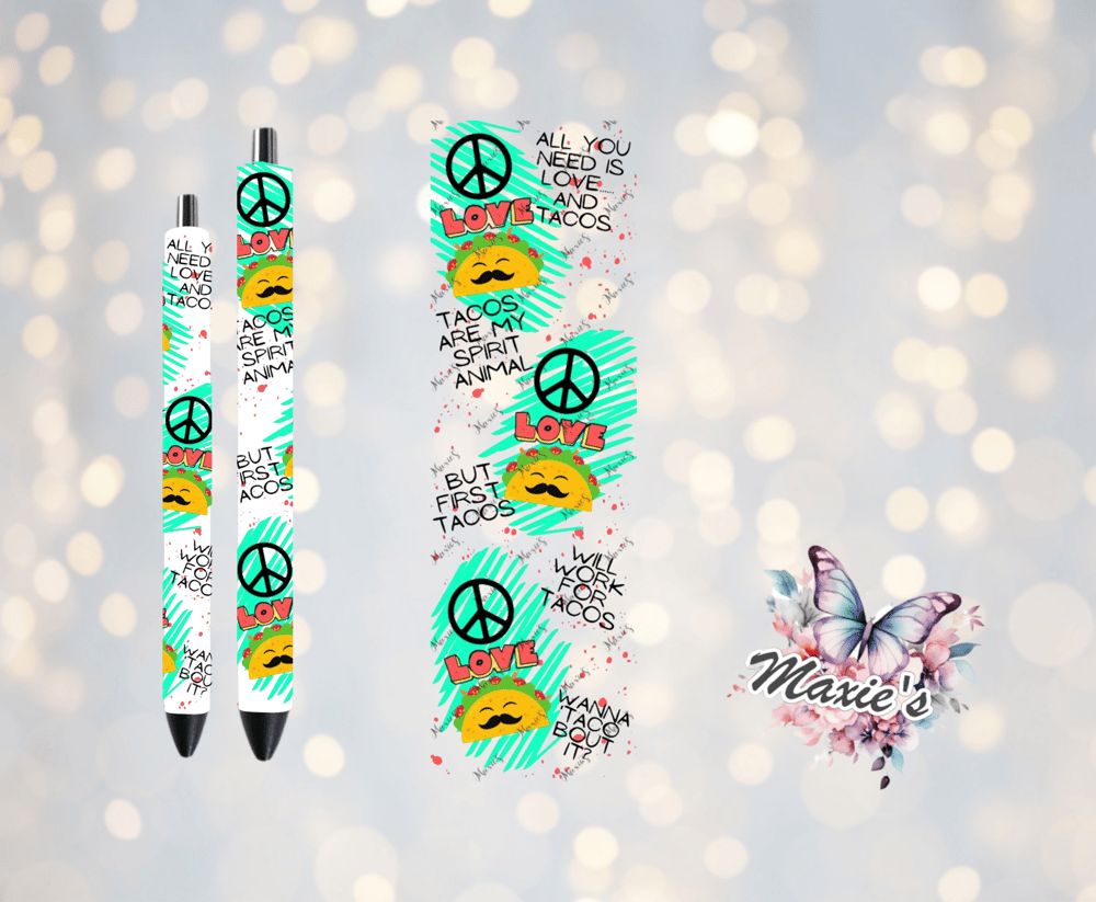 Image of Love Taco Graphic Design UVDTF Pen Wrap  / Bookmark 