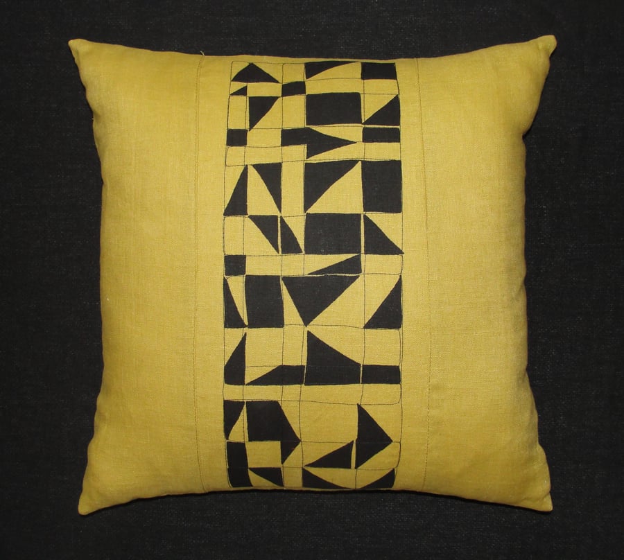 Image of Sequence- square ochre cushion