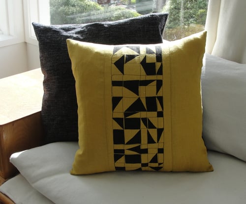 Image of Sequence- square ochre cushion