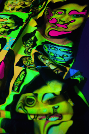Portrait Mode  Blacklight Tapestry (21” x 27”)