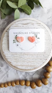 Image 1 of Moonga Stone Heart Studs