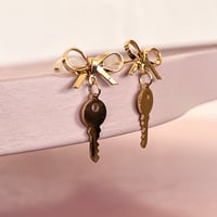 Image 2 of Gold Bow and Little Key Studs