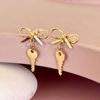 Image 4 of Gold Bow and Little Key Studs
