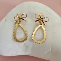 Image 1 of Gold Bow Stud and Teardrop Midi sized Drops