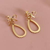 Image 4 of Gold Bow Stud and Teardrop Midi sized Drops