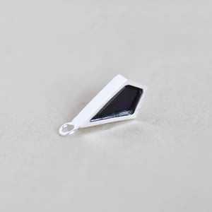 Image of Black Agate kite shape faceted cut silver necklace