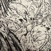 Image 2 of Ferret on a Fox vs Vulture Original Art
