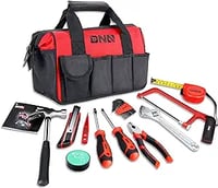DNA MOTORING 19-Piece Red Tool Set - Portable Household Hand