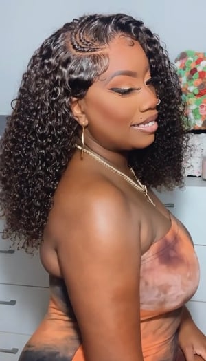 Image of Braided Curly Brown 5x5 Closure Wig in 18”